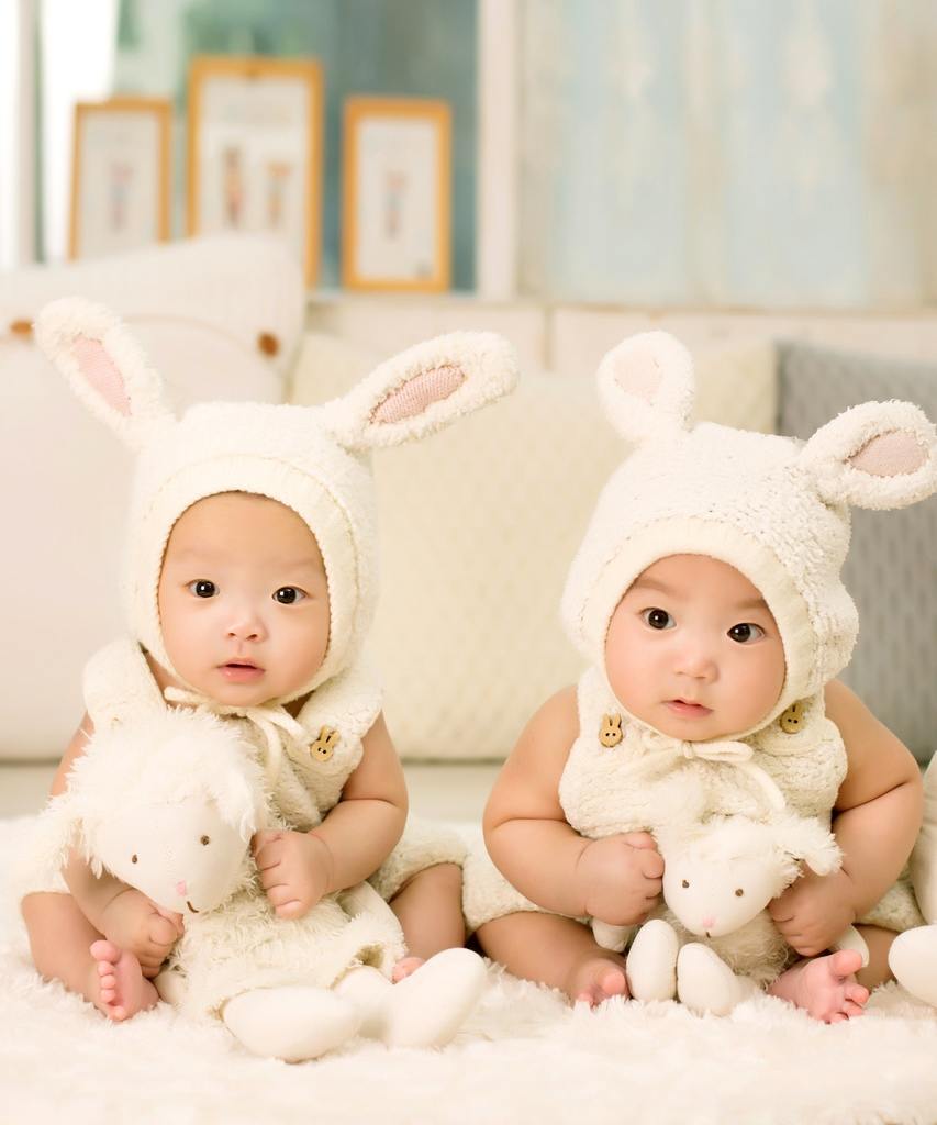 identical twins in bunny outfits